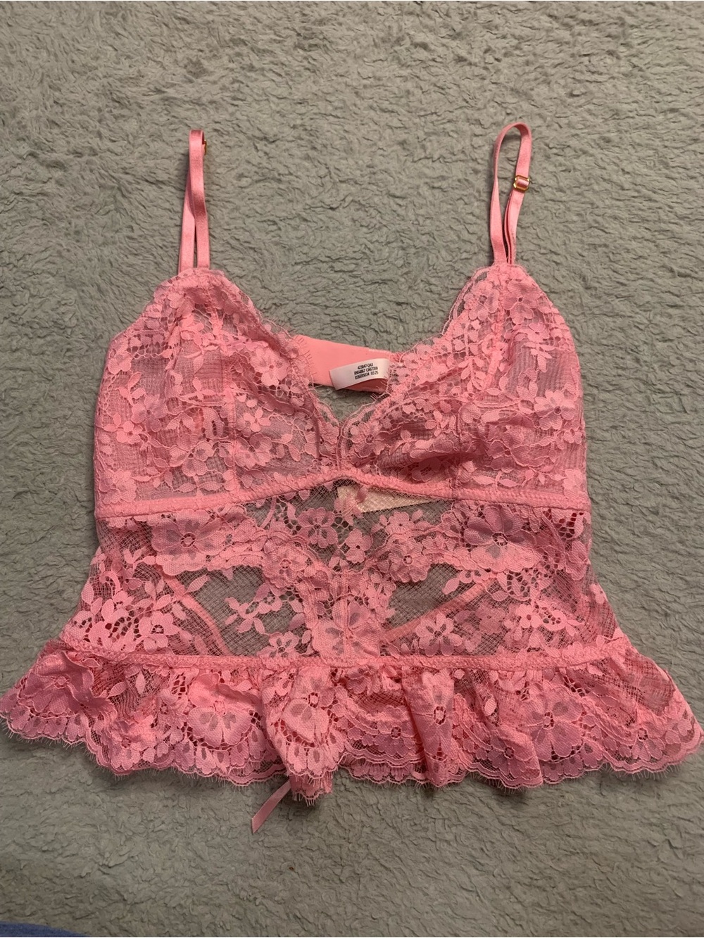 Victoria's Secret Pink Floral Lace Camisole Crop Top